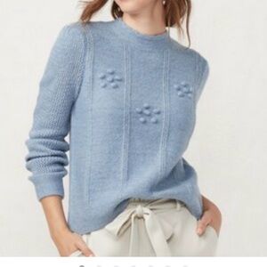 LC Lauren Conrad Sweater Long-Sleeved Pullover Blue Metallic Pom-Pom Size XL NWT